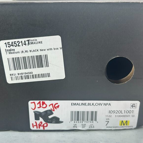 Vionic Emaline Mule Heel Ruched Leather Strappy Sandals Black Women 7M Tried On - Picture 10 of 10